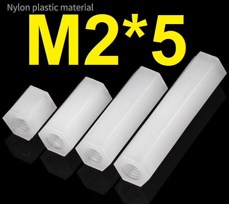 เสาน็อตไนลอน เกลียวใน 2 ด้าน สีขาว ขนาด 2มม. ยาว 5 มม. NUT Nylon M2*5 Hexagonal nylon double pass nylon isolation column PCB spacer support เสารอง ไนล่อน