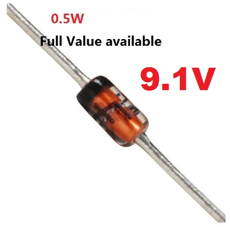 ซีเนอร์ไดโอด 9.1V 1/2W zener diode (0.5W) (500mW) DO-35