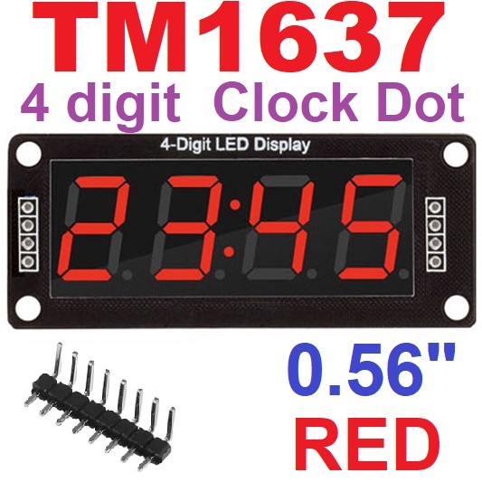 TM1637 4 Digit 0.56" Red LED Display Digital Tube Decimal Red 7 Segment 0.56 Inch Dual Clock Dot Module For Arduino ยังไม่บัดกรีขา