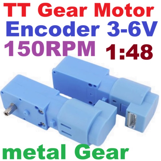 มอเตอร์เกียร์ TT Motor Encoder DC 3V-6V 150RPM 1:48 Single Axis Metal Gear For Intelligent Car Robot