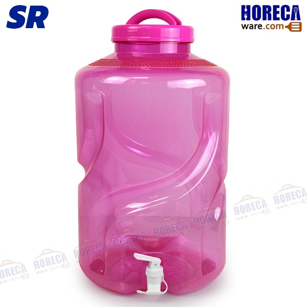 Clear bucket, pink, PET, 18.9 liters, with tap (X10), SR