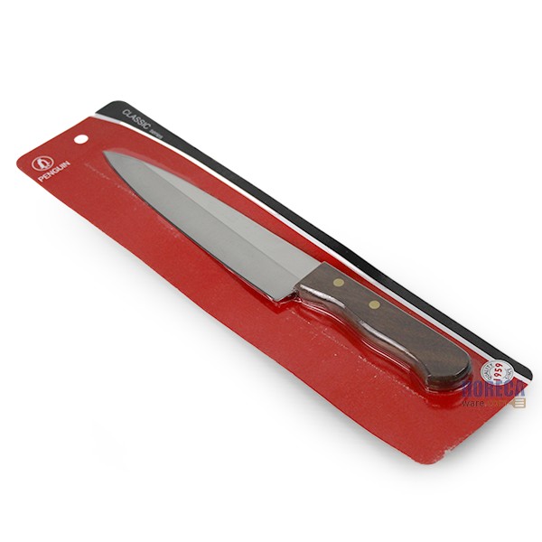 Bird On Pack, large meat cutting knife, wooden handle, 8 inches, Penguin brand