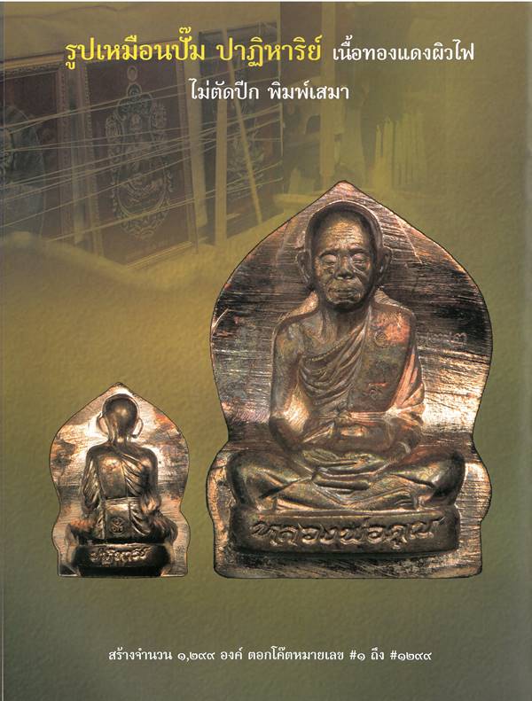 รูปเหมือนปั้ม หลวงพ่อคูณ ปริสุทฺโธ วัดบ้านไร่ รุ่นปาฎิหาริย์ EOD ปี ๒๕๕๖ เหรียญจากชุดซื่อที่ดิน E1 เนื้อทองแดงผิวไฟ ไม่ตัดปีก พิมพ์เสมา หมายเลข ๒๒๒