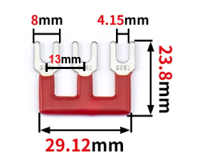TB-2503 จั้มเปอร์ 3 ช่อง สีแดง สำหรับเทอร์มินอลบล็อก 25A Jumper Bar for Terminal Block 3 pin Connector Bar red color