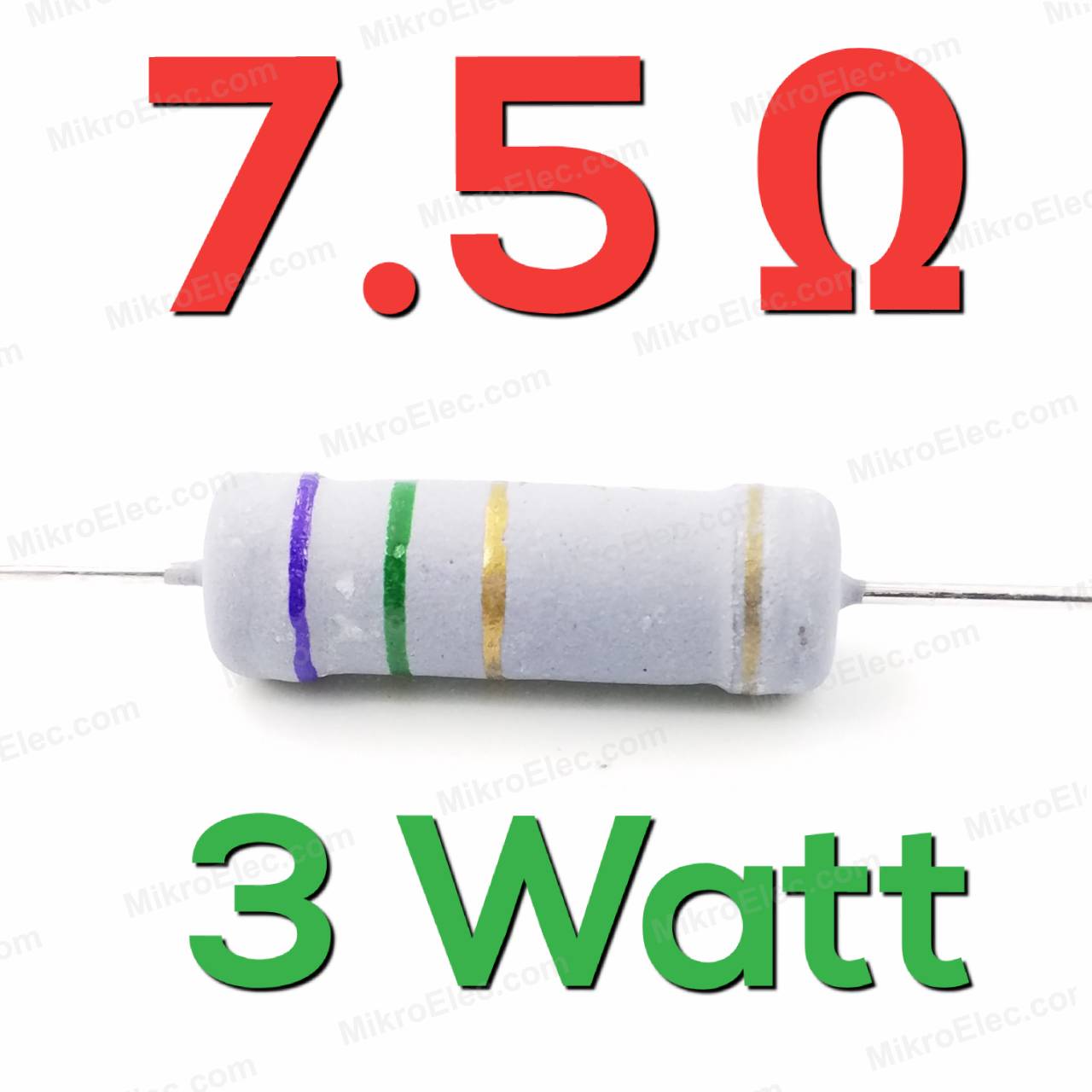 7.5 โอห์ม 7.5 Ohm 3W 5% เมทัลออกไซด์ ฟิล์ม Metal Oxide Film Resistor 7.5R