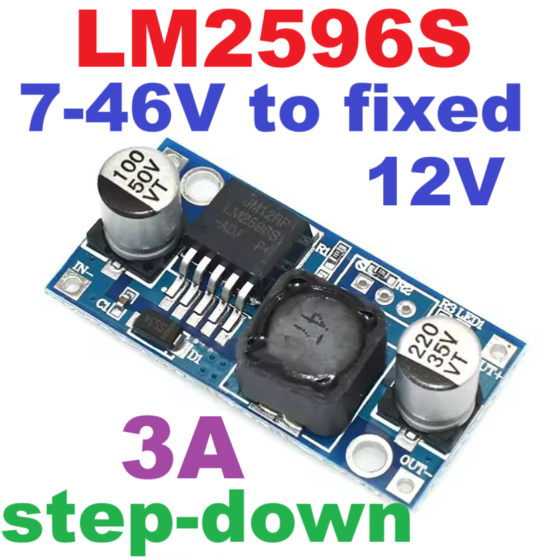 LM2596S DC-DC Step-Down Module 3A 7-46V to fixed 12V โมดูลแปลงไฟลงเป็น 12V