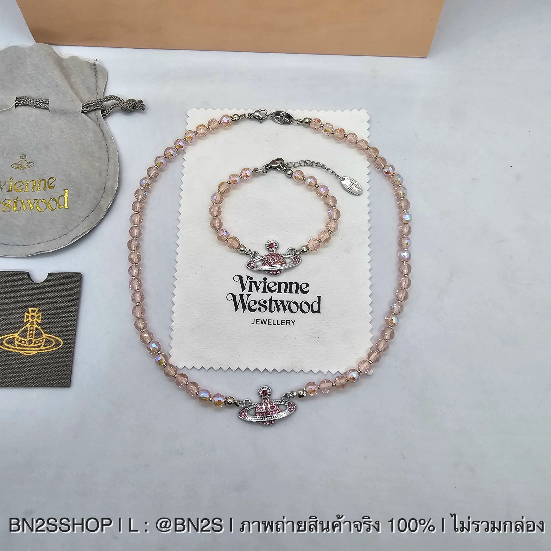 สร้อยคอ | Vivienne Westwood Mini Bas Chocker สร้อยคอจี้ดาวเสาร์สีชมพู งานสวยน่ารัก