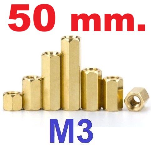 เสาทองเหลือง M3x50mm. เสารองPCB Hexagonal Copper Pillar Support Column เสาหกเหลี่ยม เสารองปริ้น M3*50mm