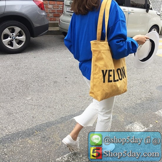 กระเป๋าผ้าBASICสไตล์เกาหลี (Cc-114) ลายตัวอักษร