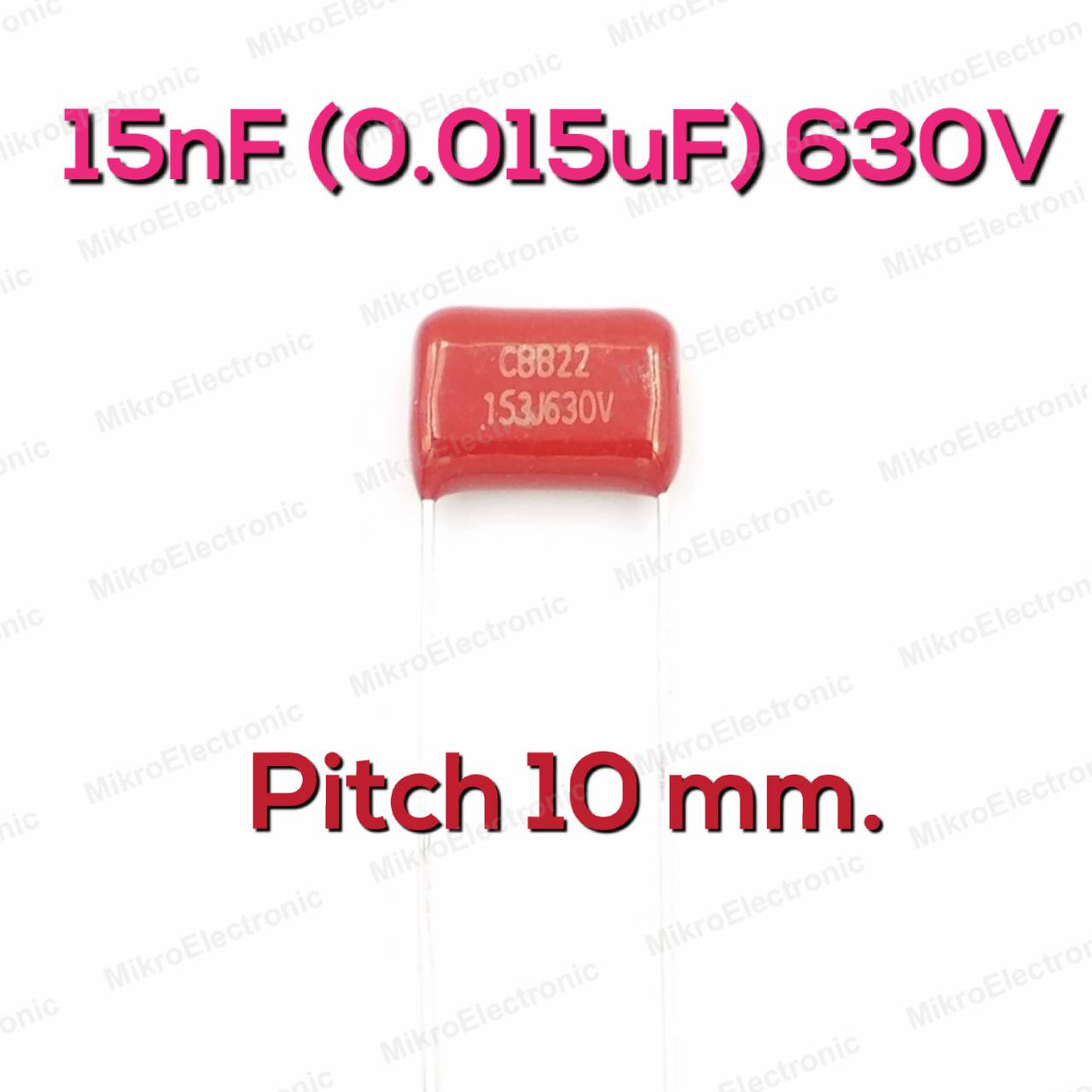 15nF(0.015uF) 630Vdc ±5% Pitch 10mm Metallized Polyester Film Cap ตัวเก็บประจุ คาปาซิเตอร์ แบบฟิล์มโลหะ