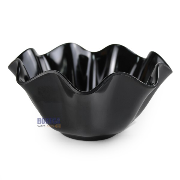 Flower-shaped scalloped edge bowl, 8.5 inches, black, Figure brand
