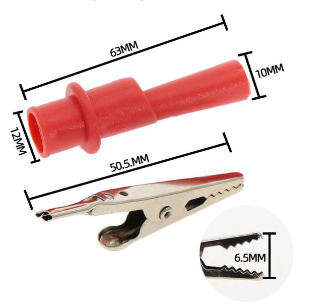 ปากคีบจระเข้ สีแดง สำหรับใช้เสียบกับสายมัลติมิเตอร์ Clips Alligator Test Clamps For Multimeter Tester Probe red color