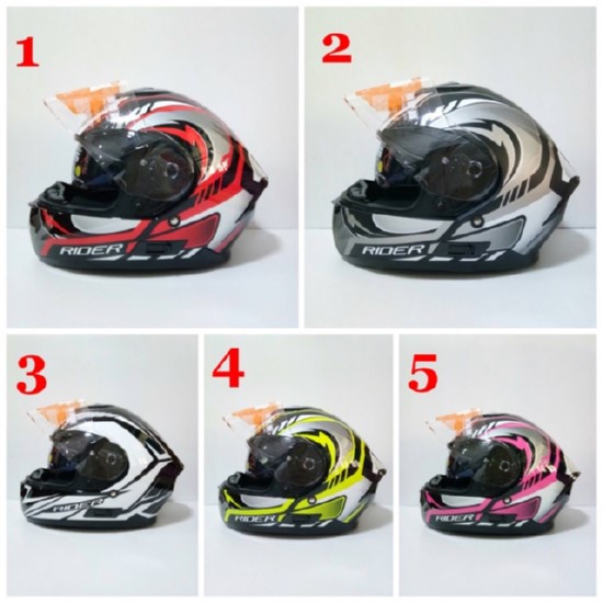 Rider หมวกกันน็อค รุ่น Hurricane แว่น 2 ชั้น นวมถายในถอดซักได้