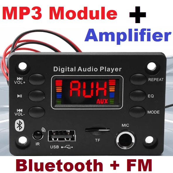 Bluetooth Audio Decoder Board มีวงจรขยายเสียงในตัว DC 12V USB Audio Module FM Radio MP3 Lossless Audio WAV Decoding Board Module