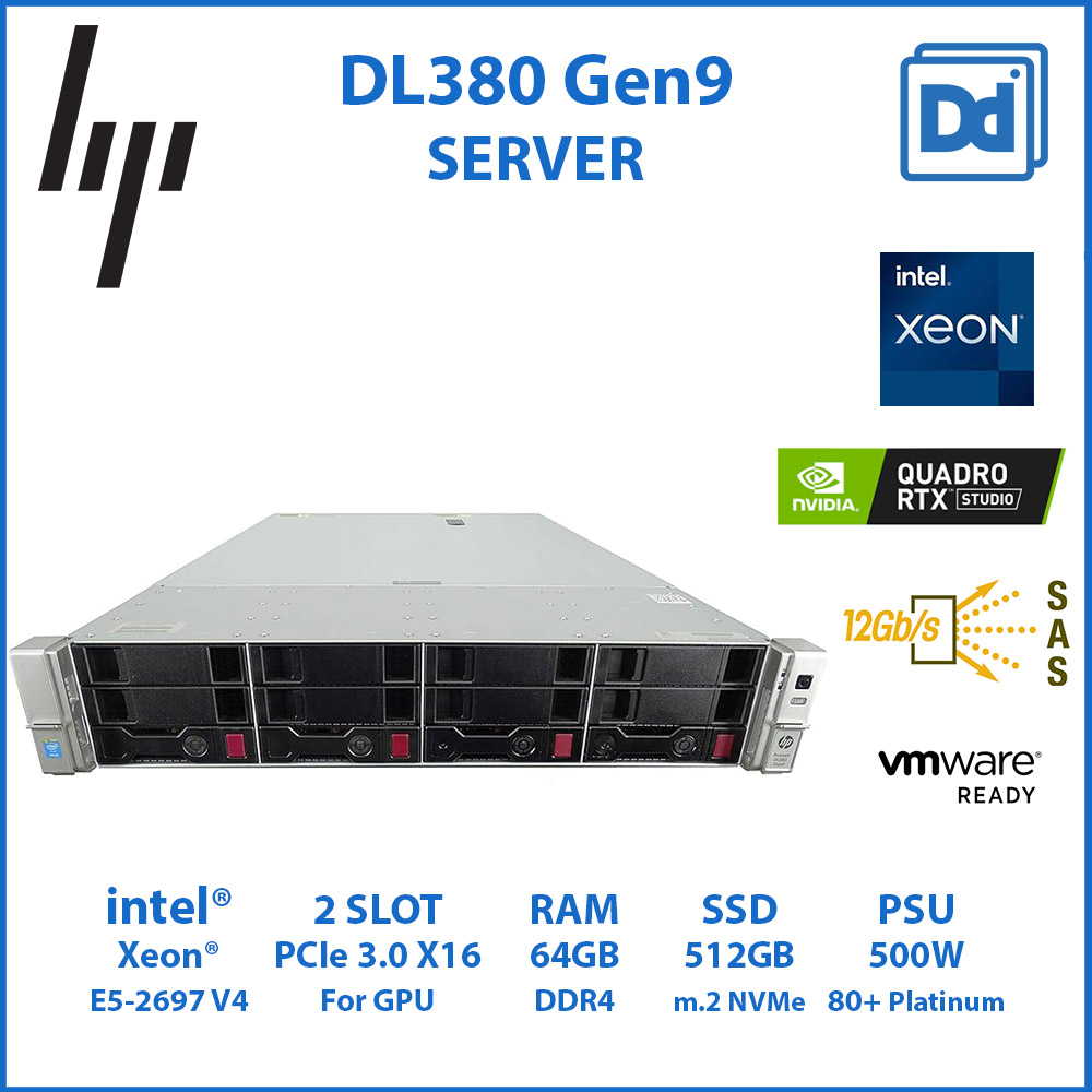 SERVER HP PROLIANT DL380 Gen9 XEON E5-2697 V4 36 Core 72 Thread RAM 64GB NVMe 500GB 2-1 เซิร์ฟเวอร์