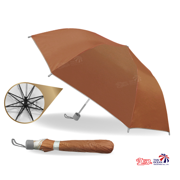 Leo ร่มพับพระสงฆ์ 2 ตอน ขนาด 20 นิ้ว ผ้าเคลือบยูวีกันแดดกันฝน สีแก่นขนุน