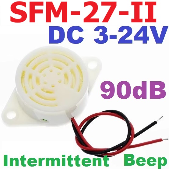 SFM-27-II DC 3-24V 12V 90DB เสียงดังแล้วหยุดสลับกัน Intermittent Sound Beep Alarm Electronic Buzzer