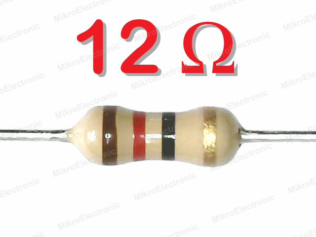 ตัวต้านทาน 12 โอห์ม 1/4W 5% แพ็คละ 10 ตัว 12 Ohm 0.25W Carbon Film Fixed Resistor 12R