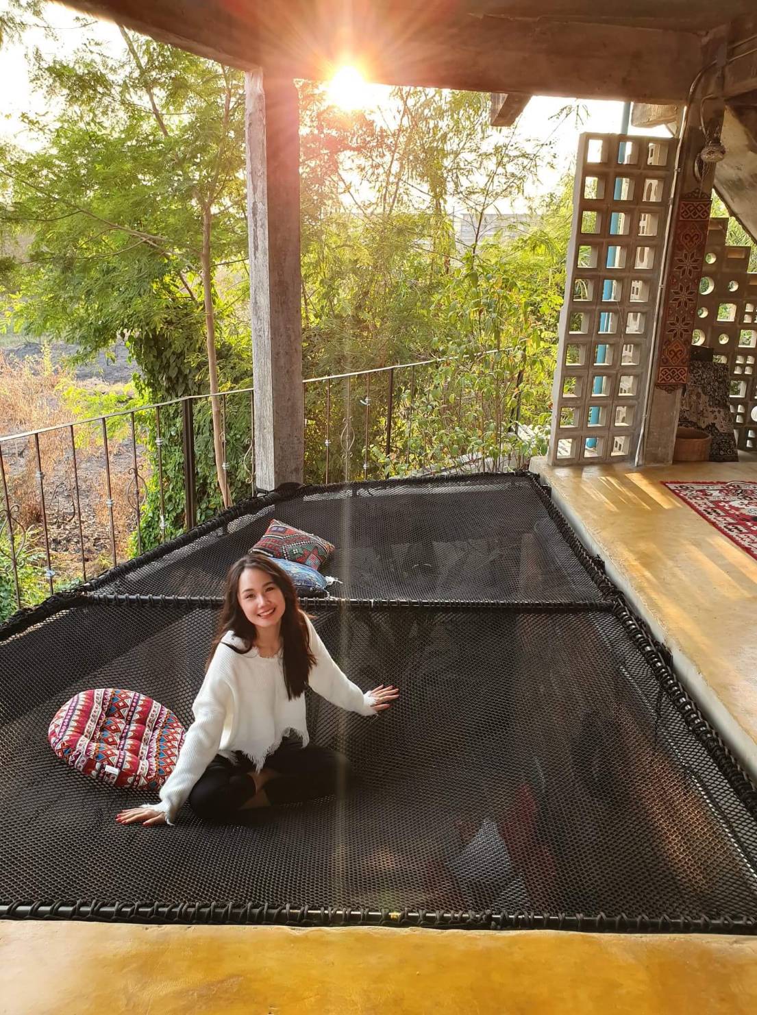 ตาข่ายริมน้ำ เปลตาข่ายร้านอาหาร 🔸รุ่นหนา 2 ชั้น 🔸 ขนาด 120 x 180 cm. + เชือกมัดติดตั้ง🔸