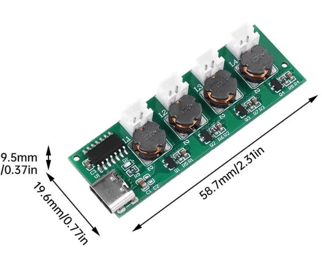 โมดูลสร้างไอน้ำ สร้างหมอก พร้องแท่งดูดซับน้ำครบชุด DC5V Unswitched Four Spray Humidifier Module Atomization Control DIY Ultrasonic Nebulizer TYPE-C Interface