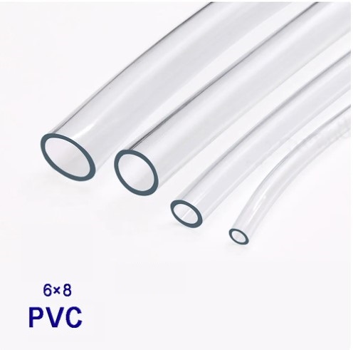 สายยางอ่อนใส 6x8 mm. thickness 1.2 mm. แบ่งขายเป็นเมตร รอบนอก 8 mm. รูใน 6 mm. หนา 1.2 mm. water pipe transparent non-toxic tube PVC Hoses