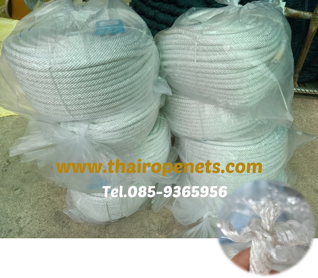 Size 10mm. เชือกลายถัก เชือกกลม เชือกโพลีเอสเตอร์ ยาว 100 เมตร เชือกเส้นใยนิ่ม มีไส้