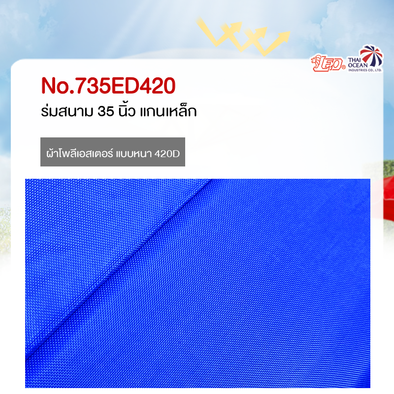 Leo ร่มสนาม แม่ค้า สำหรับขายของ ร้านกาแฟ ขนาด Ø1.55 เมตร ผ้าโพลีเอสเตอร์ 420D