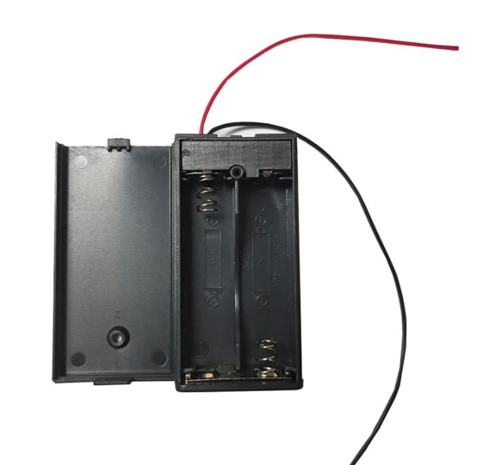 รางถ่าน AA 2 ก้อน 3V มีสวิตช์ ฝาปิด พร้อมสายไฟ 2 section Battery Holder Storage Case Box With Switch&Cover for AA Batteries Standard Container battery