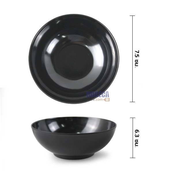 ชามโคมกลาง 7นิ้ว สีดำ ตราไทยเมลามีน
