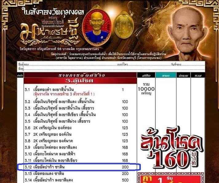 เหรียญเซียนแปะโรงสี รุ่นมหาเศรษฐี วัดวิมุตยาราม บางพลัด กรุงเทพฯ เนื้ออัลปาก้า ชาติน หมายเลข ๘๕
