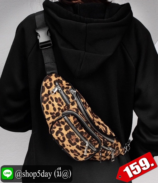 🤩 Hot สุดเท่ กระเป๋าคาดอก-เอว ลายเสือผ้ากำมะหยี่ 🤩