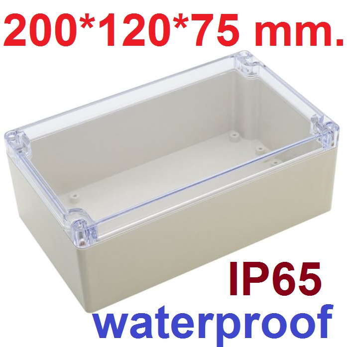 กล่องพลาสติกกันน้ำ F1-2 ขนาด 200*120*75 mm. ฝาใส เนื้อหนาแข็งแรงทนทาน High quality waterproof IP65 plastic junction electronics box frame with transparent