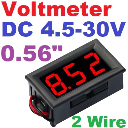 มิเตอร์วัดแรงดัน 4.5-30V จอสีแดง 0.56 นิ้ว LED 7-Segment 0.56 Inch voltmeter Red Color