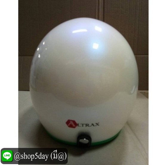 หมวกกันน็อคสไตล์วินเทจ คลาสสิค ลายแนวๆ เท่ๆ สีขาวมุก ขอบเขียว ถอดซักได้