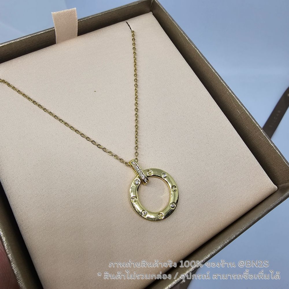 สีทอง | สร้อยคอ Cartier LOVE NECKLACE รูปห่วงจี้ห้อยประดับคริสตัส งานสวยราคาไม่แพง มีสีเงิน-ทอง พร้อมส่งในไทย ไม่รวมกล่อง อุปกรณ์