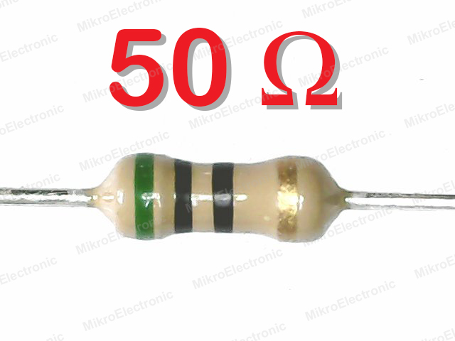 ตัวต้านทาน 50 โอห์ม 1/4W 5% แพ็คละ 10 ตัว 50 Ohm 0.25W Carbon Film Fixed Resistor 50R