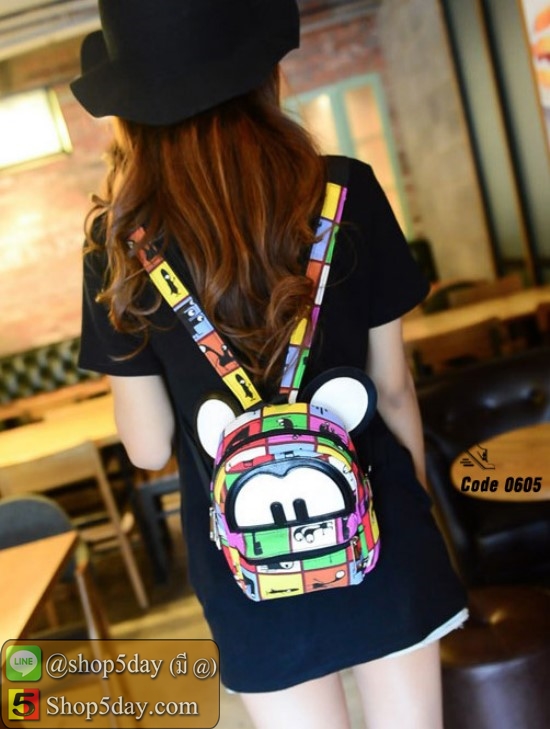 กระเป๋าสะพายผ้าใบ Mickey (ลายสีสัน)