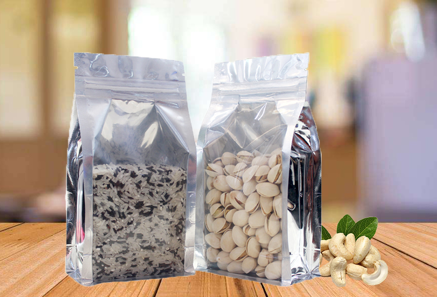 ถุงฟอยด์เมทัลไลท์ หน้าใส มีซิปล็อค ตั้งได้ ขยายข้าง