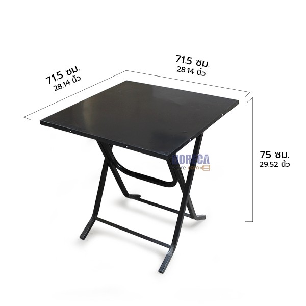 โต๊ะโค้ก โต๊ะเบียร์ ขาพับแบบจตุรัส สีดำ 70x70ซม. ตราเอ็นเอฟ