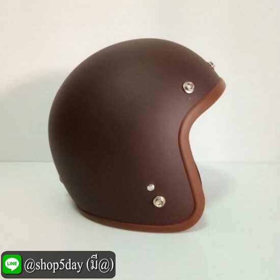 🔥หมวกกันน็อคแนววินเทค สีน้ำตาลเข้มด้าน ขอบน้ำตาล