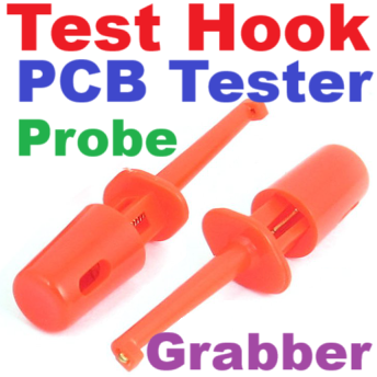 หัววัดแบบตะขอเกี่ยว ทดสอบวงจร Hook Clip Test Probe for Electronic สีแดง Test Hook Clip Solderable for Multimeters PCB Tester Grabber red