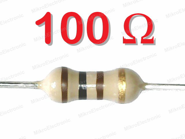 ตัวต้านทาน 100 โอห์ม 1/4W 5% แพ็คละ 10 ตัว 100 Ohm 0.25W Carbon Film Fixed Resistor 100R