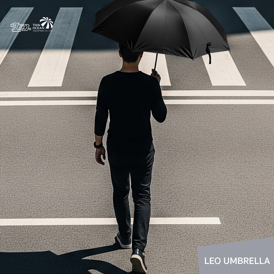 Leo ร่มพับ 2 ตอน สีพื้น เข้ากับชุดง่าย ผ้า BLack Uv กันรังสีUV 99% ขนาด 20 นิ้ว พอดีตัว พกพาสะดวก