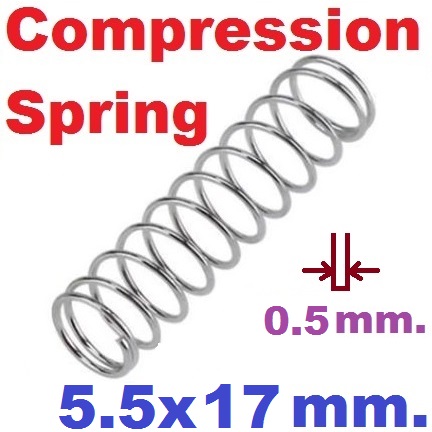 สปริงขดแบบกด ขนาด 5.5x17 mm. Compression Spring Pressure Spring Steel สปริงกด สปริงดัน
