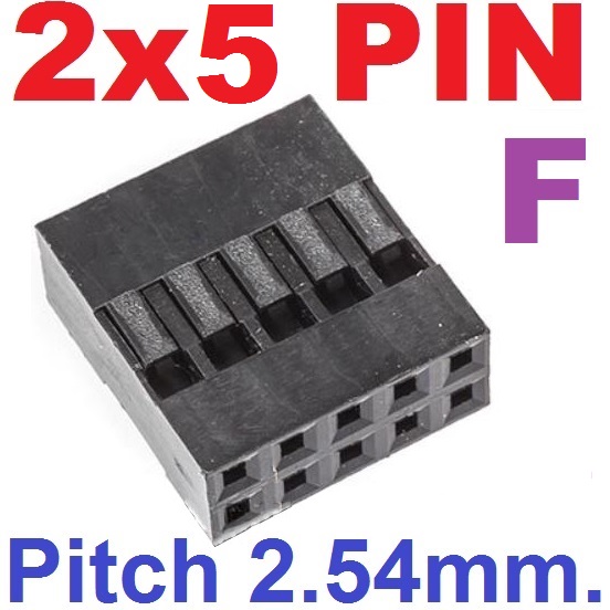 Dupont 2x5Pin Pitch 2.54mm double row Shell Housing Female Plug Connector 2*5pin ตัวเมีย