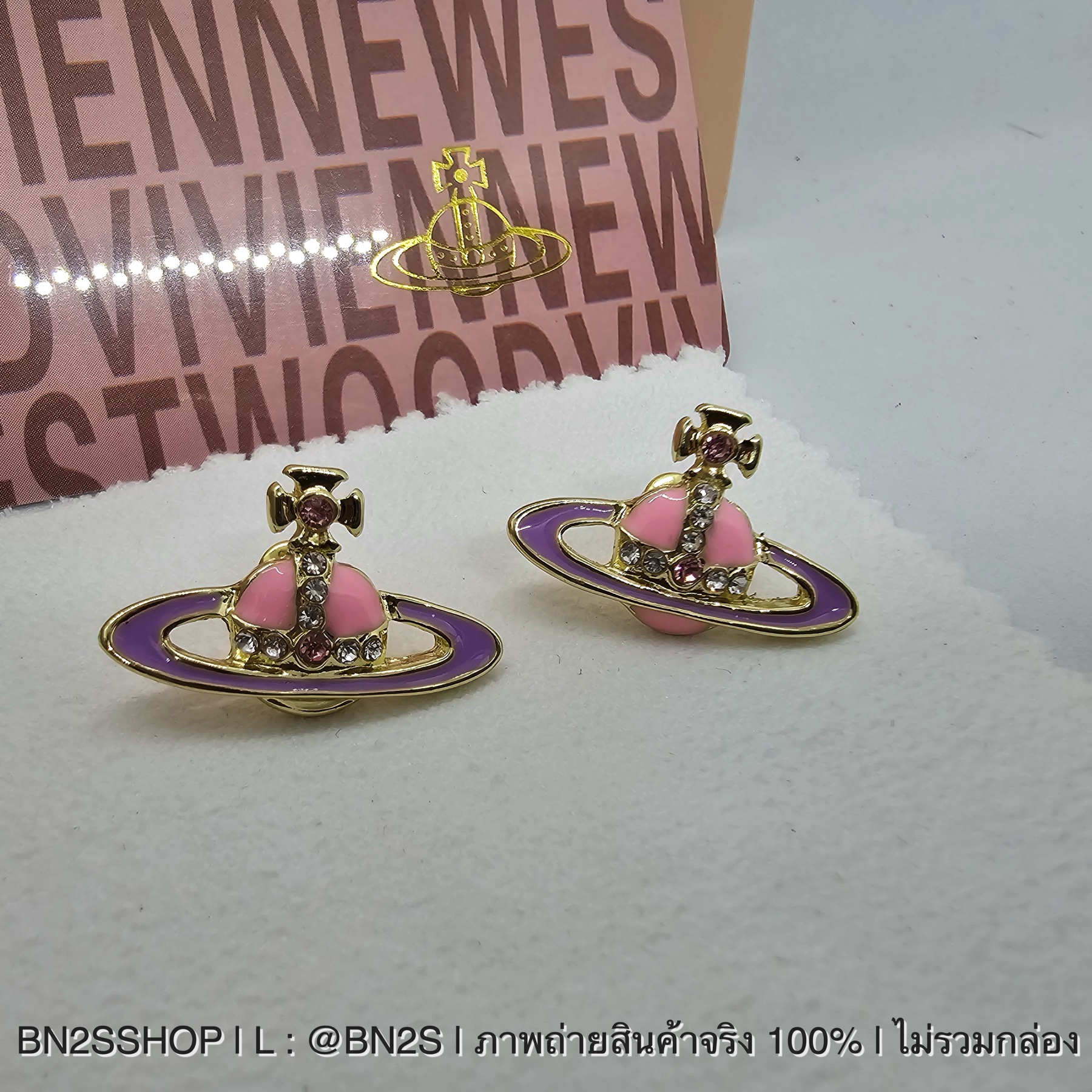 สีน้ำเงิน | Vivienne Westwood Saturn Earrings ต่างหูดาวเสาร์ลงสี งานสวย