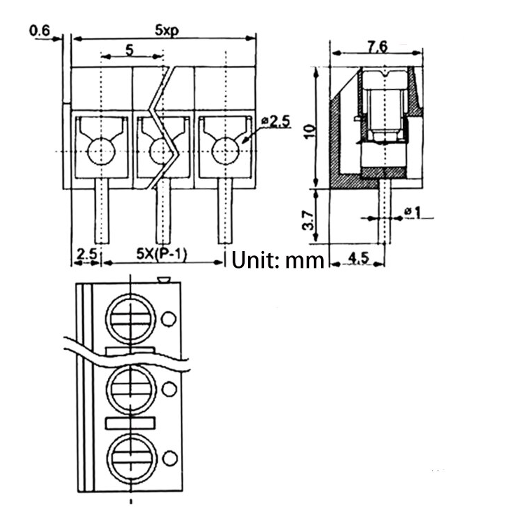 Terminal Block 4Pin Pitch 5.08mm KF301 ฺblue color Screw Terminal Block Connector 4 Pin