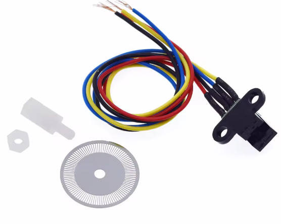 เซ็นเซอร์วัดความเร็วรอบล้อ พร้อมแผ่นจานหมุน Photoelectric encoder/speed sensor encoder smart car CBDE car model