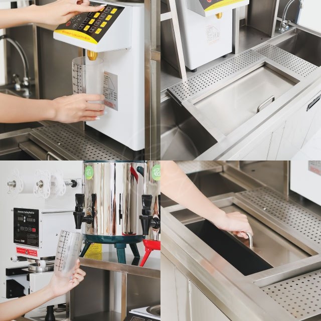 เคาน์เตอร์ซิงค์สแตนเลส ซิ้งค์ล้างจาน ซิ้งค์ล้างของ สำหรับร้านเครื่องดื่ม ร้านชานมไข่มุก จำหน่ายโดย ทีอีเอ