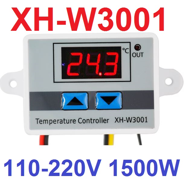 XH-W3001 เครื่องควบคุมอุณหภูมิ 220V 1500W Digital Thermostat Temperature Control Switch Temperature Controller Digital Display Mini Thermostat Switch with Water-resistant Sensor Probe